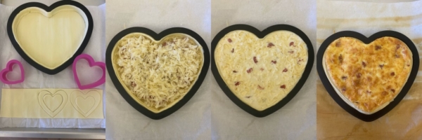 Quiche Lorraine Veloce: torta di pasta sfoglia a forma di cuore